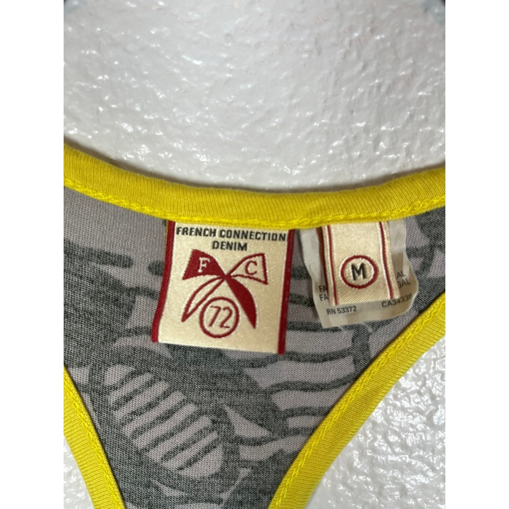 French Connection Denim Abstract Print Racerback Tank Top Green Yellow Medium - Picture 4 of 9